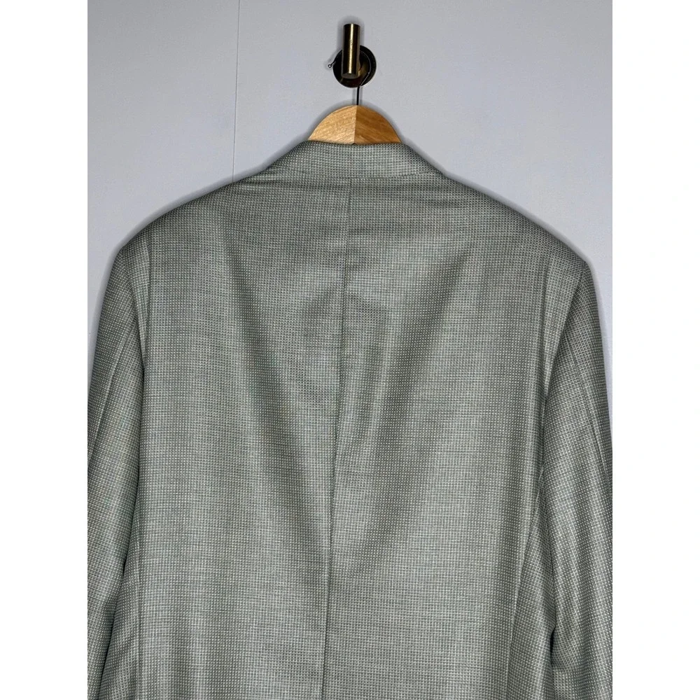 Zanieri Lanificio Galtes Silk Wool Blazer Mens 46R Tan Olive Check Made in Italy